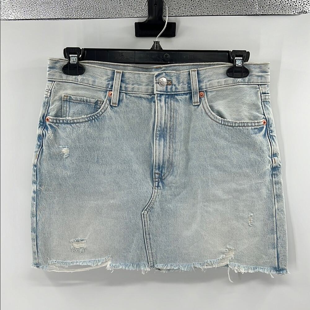 MNG Elena Denim Mini Skirt - Acid Wash - Medium